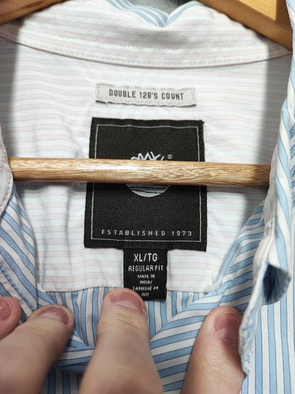 Vintage Timberland Striped Long Sleeve Shirt Sky Blue White Men's Size XL