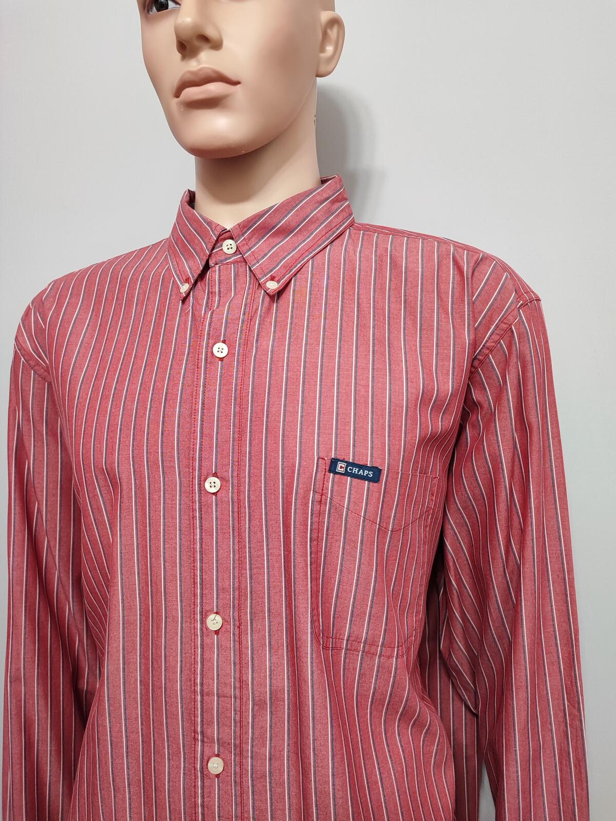 Vintage Chaps Striped Long Sleeve Shirt Red White Men's Size XXL