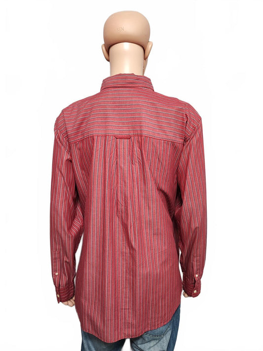 Vintage Chaps Striped Long Sleeve Shirt Red White Men's Size XXL
