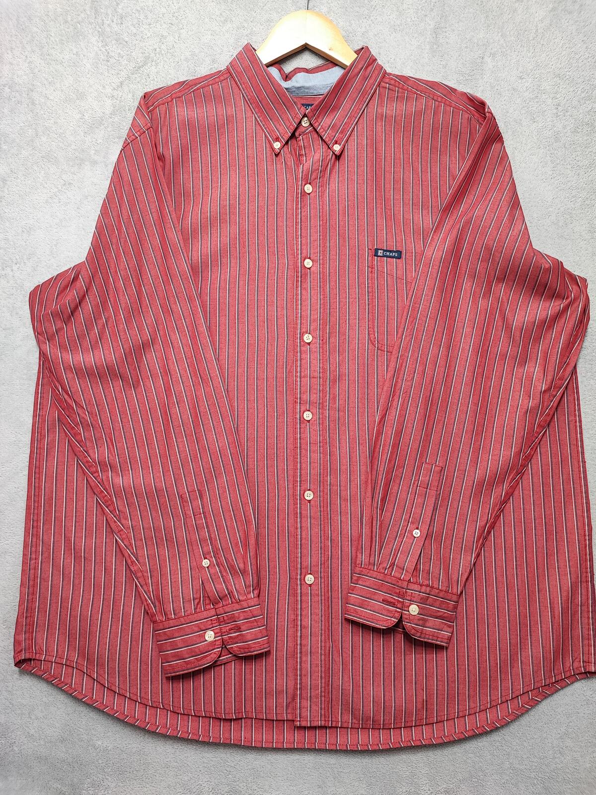 Vintage Chaps Striped Long Sleeve Shirt Red White Men's Size XXL