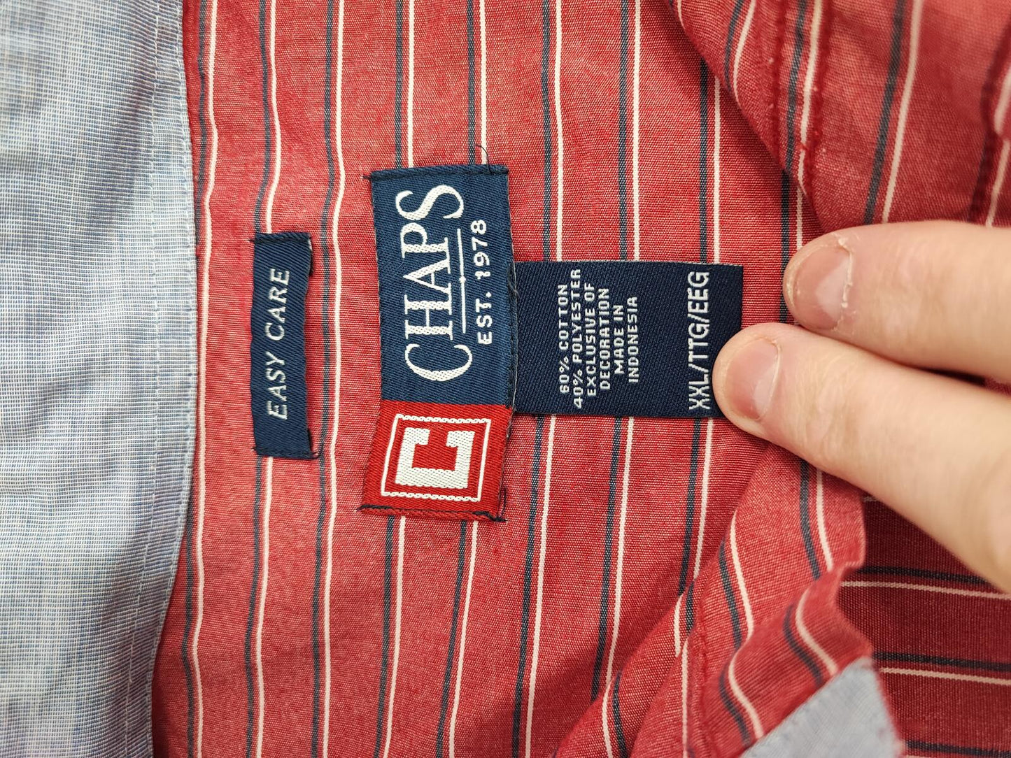 Vintage Chaps Striped Long Sleeve Shirt Red White Men's Size XXL