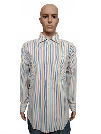 Vintage Nautica Striped Long Sleeve Sailing Preppy Shirt Blue Men Size 3XL