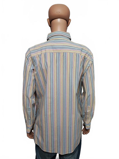 Vintage Nautica Striped Long Sleeve Sailing Preppy Shirt Blue Men Size 3XL