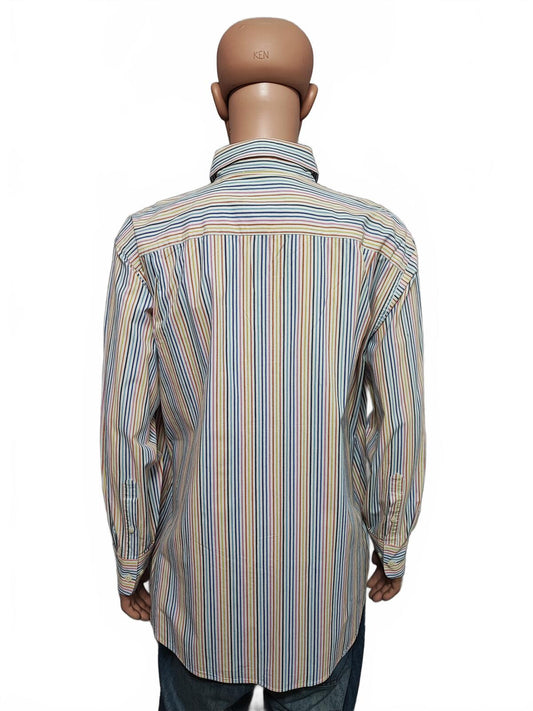 Vintage Nautica Striped Long Sleeve Sailing Preppy Shirt Blue Men Size 3XL