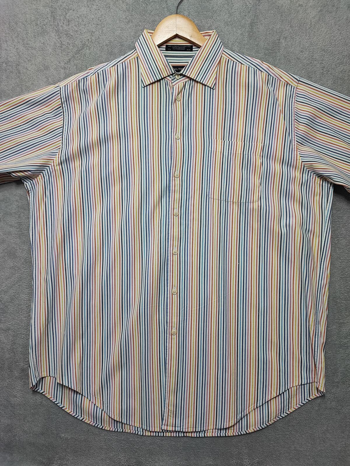 Vintage Nautica Striped Long Sleeve Sailing Preppy Shirt Blue Men Size 3XL