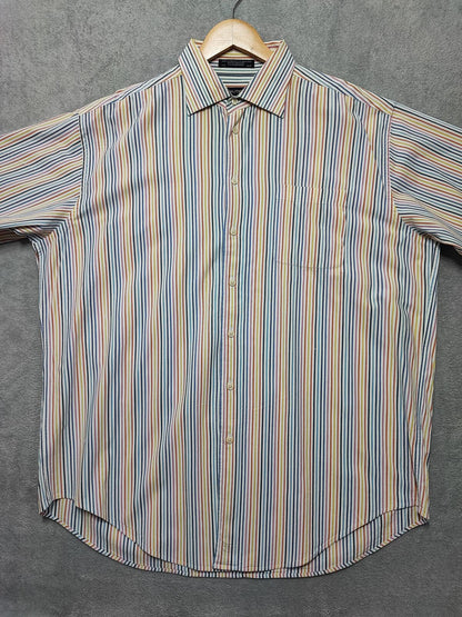 Vintage Nautica Striped Long Sleeve Sailing Preppy Shirt Blue Men Size 3XL