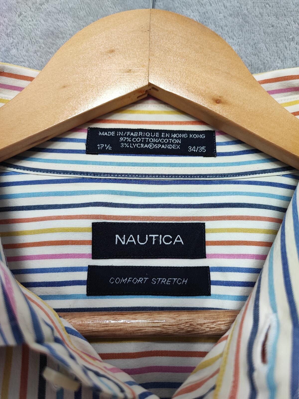 Vintage Nautica Striped Long Sleeve Sailing Preppy Shirt Blue Men Size 3XL