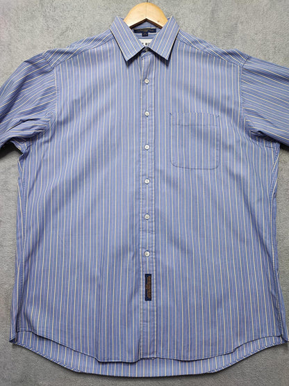 Vintage Tommy Hilfiger Striped Long Sleeve Shirt Blue White Men's Size XXL