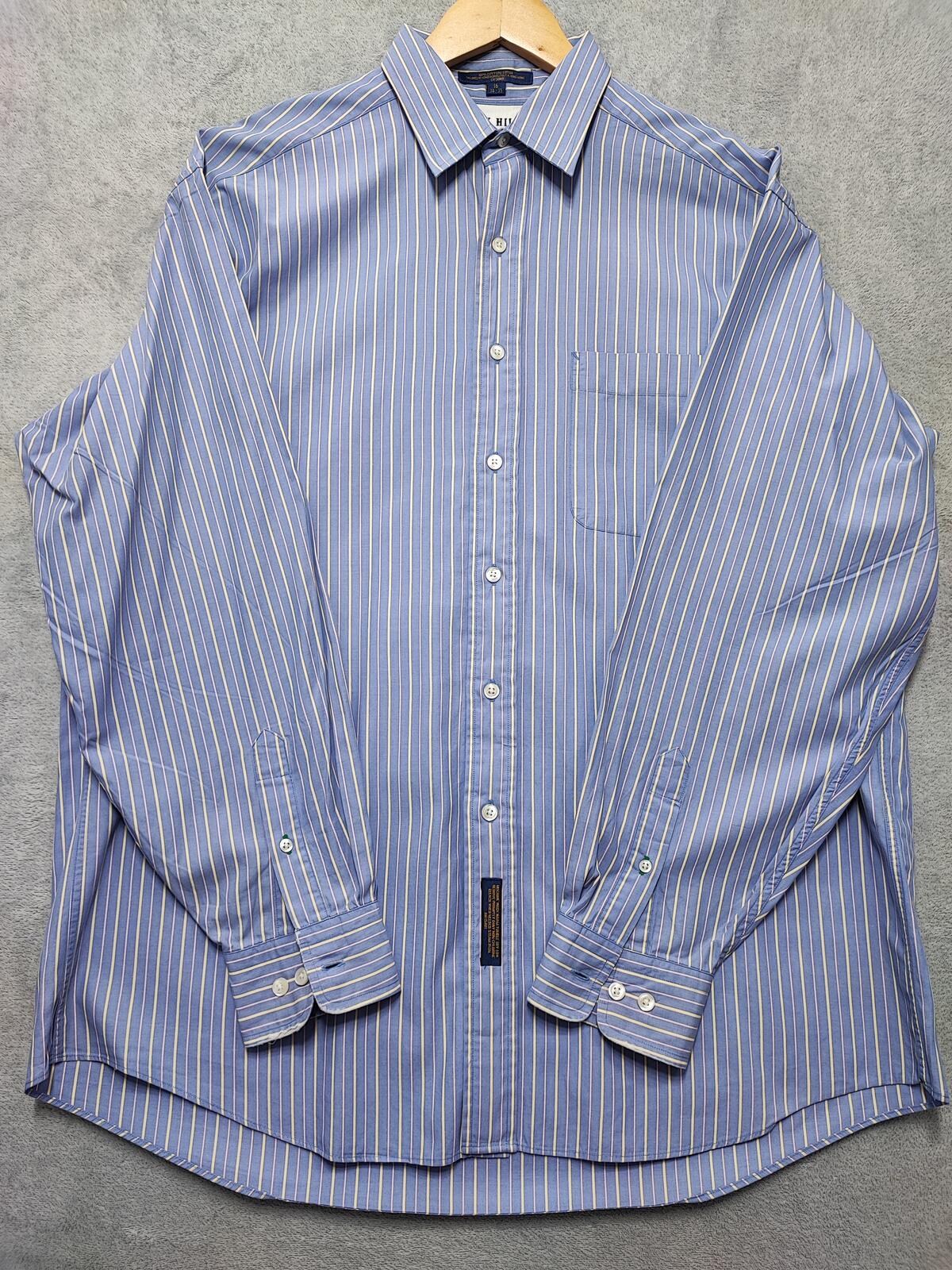 Vintage Tommy Hilfiger Striped Long Sleeve Shirt Blue White Men's Size XXL