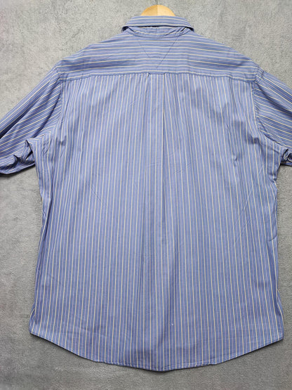 Vintage Tommy Hilfiger Striped Long Sleeve Shirt Blue White Men's Size XXL
