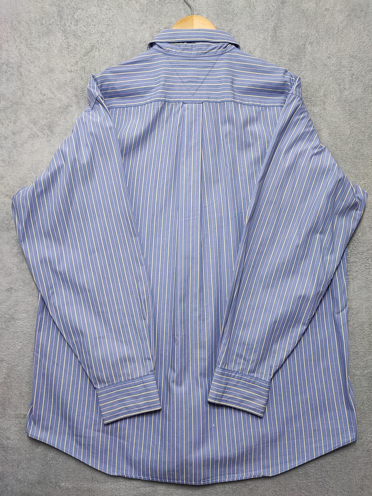 Vintage Tommy Hilfiger Striped Long Sleeve Shirt Blue White Men's Size XXL