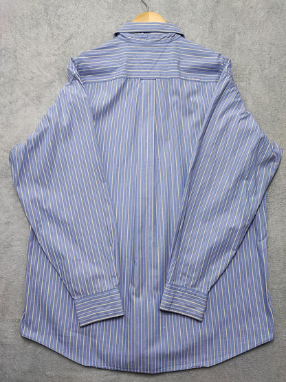 Vintage Tommy Hilfiger Striped Long Sleeve Shirt Blue White Men's Size XXL