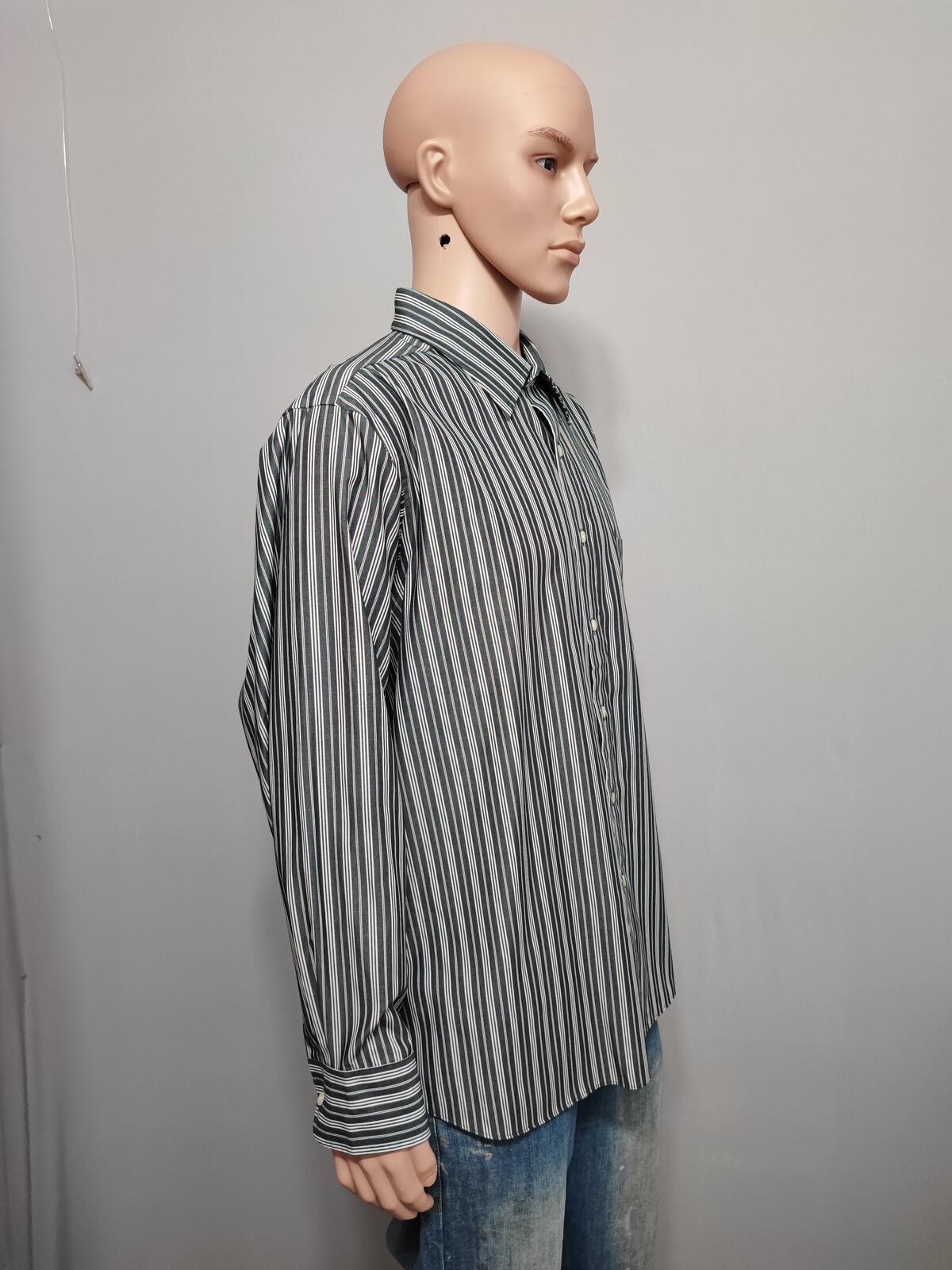 Vintage Chaps Striped Long Sleeve Shirt Faded Black Men's Size XXL Oversized