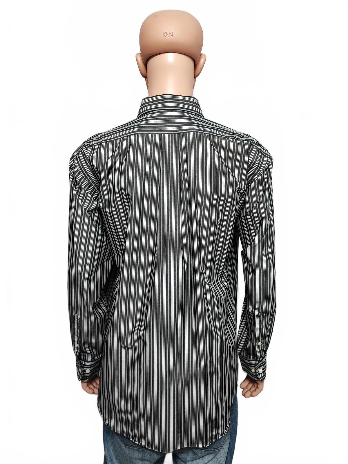 Vintage Chaps Striped Long Sleeve Shirt Faded Black Men's Size XXL Oversized