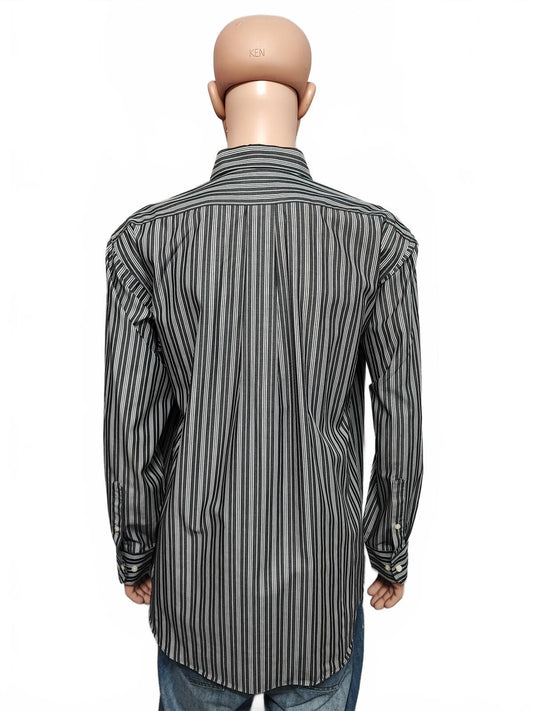Vintage Chaps Striped Long Sleeve Shirt Faded Black Men's Size XXL Oversized