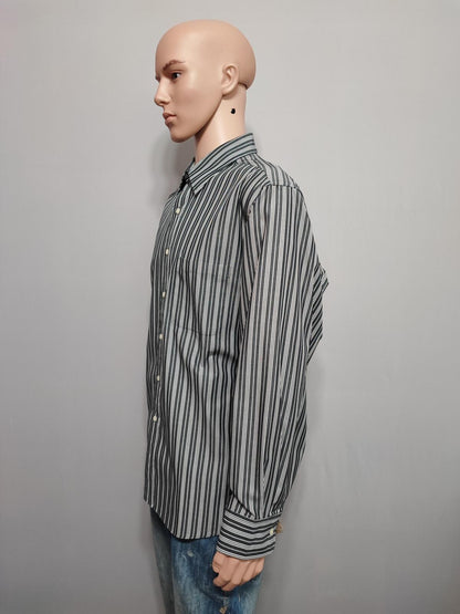 Vintage Chaps Striped Long Sleeve Shirt Faded Black Men's Size XXL Oversized