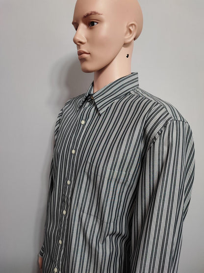 Vintage Chaps Striped Long Sleeve Shirt Faded Black Men's Size XXL Oversized
