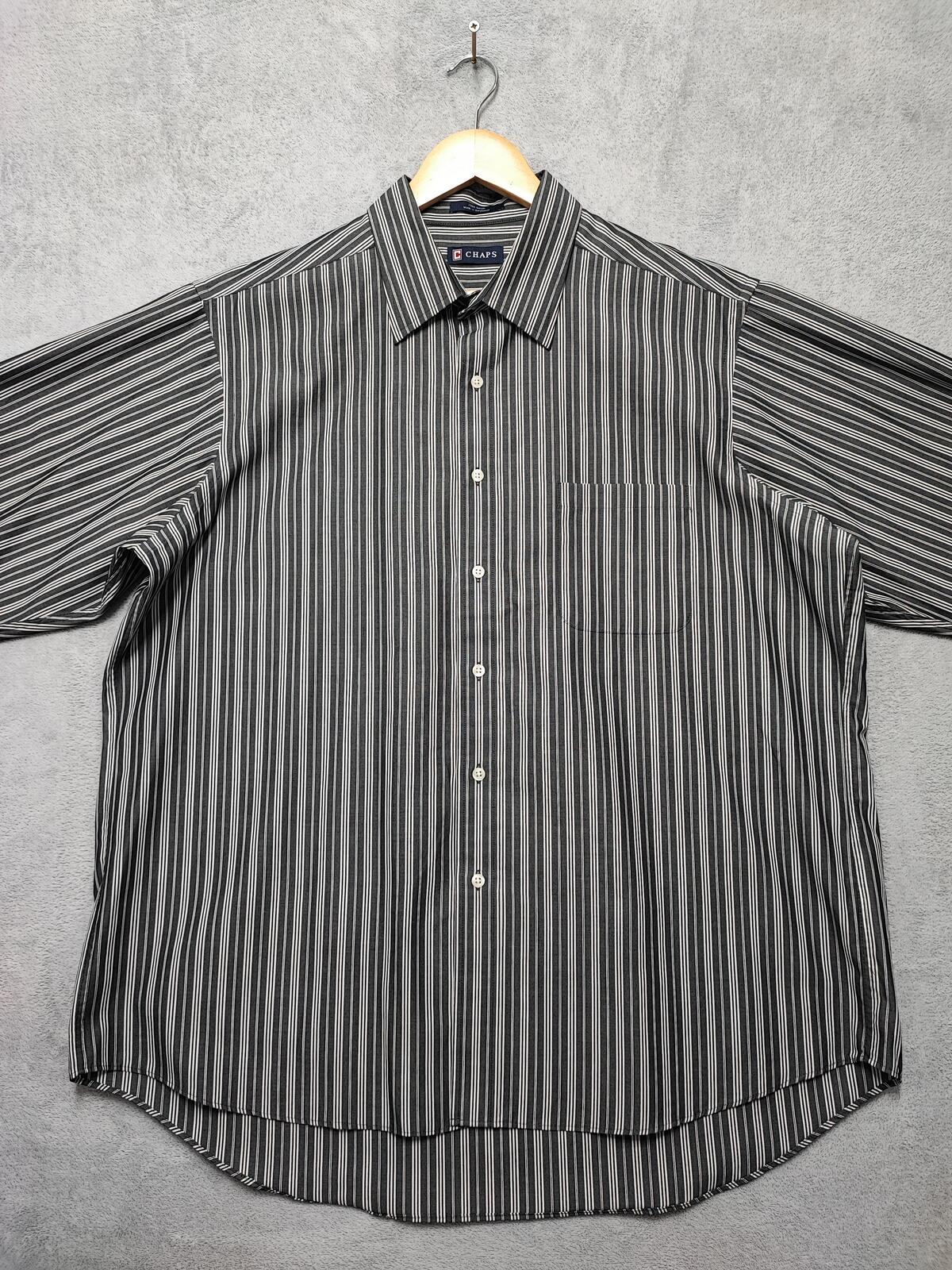 Vintage Chaps Striped Long Sleeve Shirt Faded Black Men's Size XXL Oversized