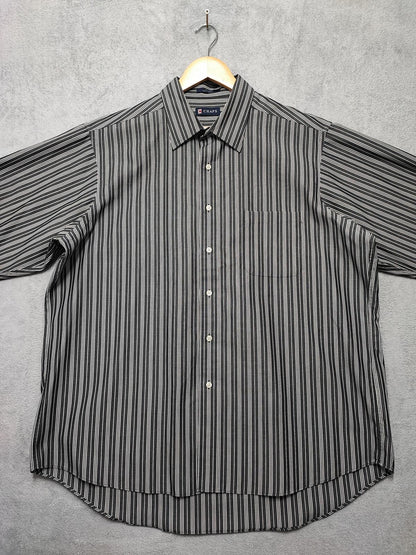 Vintage Chaps Striped Long Sleeve Shirt Faded Black Men's Size XXL Oversized