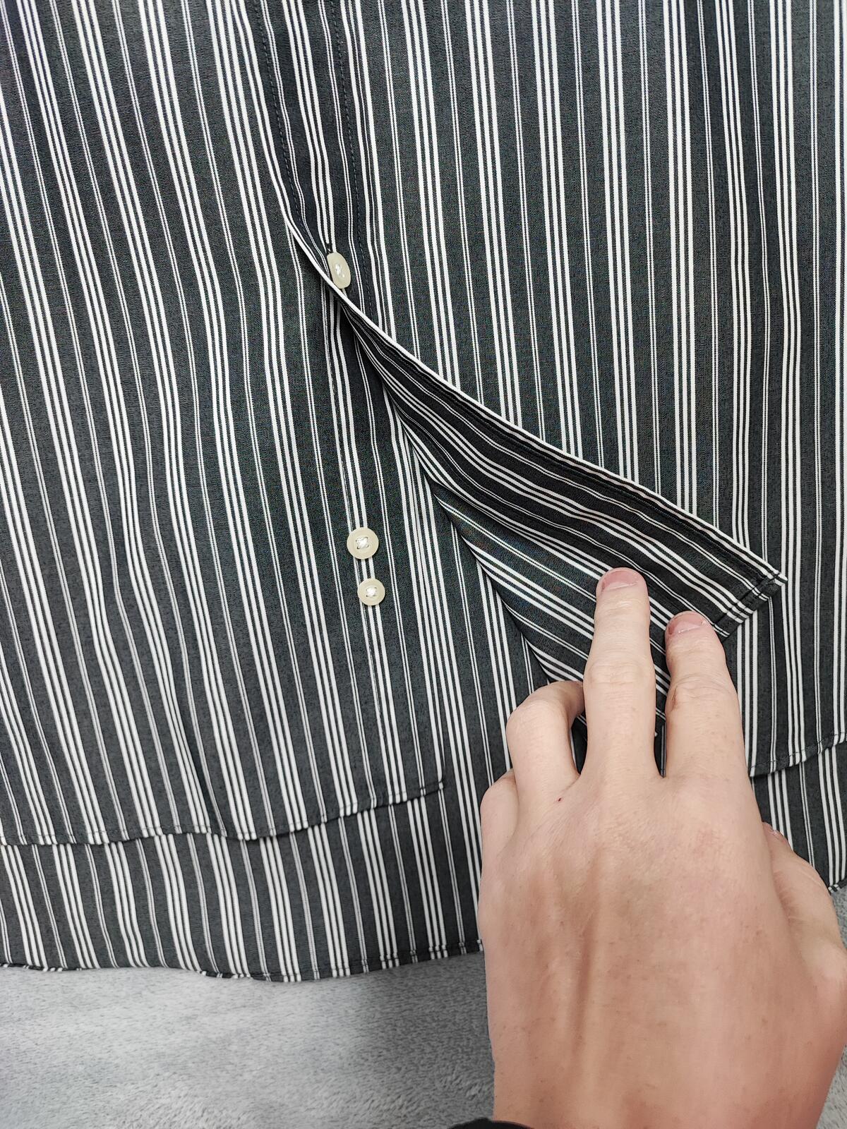 Vintage Chaps Striped Long Sleeve Shirt Faded Black Men's Size XXL Oversized