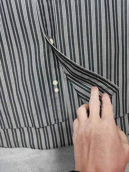 Vintage Chaps Striped Long Sleeve Shirt Faded Black Men's Size XXL Oversized