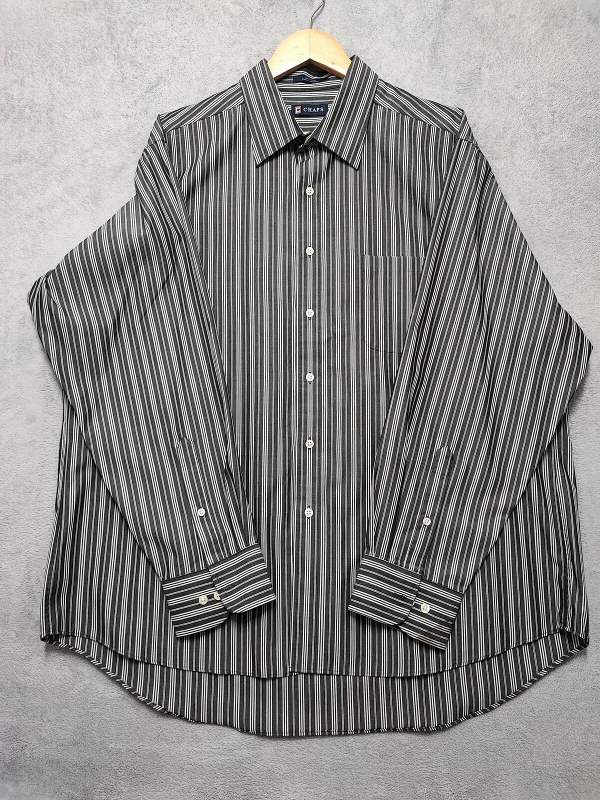 Vintage Chaps Striped Long Sleeve Shirt Faded Black Men's Size XXL Oversized