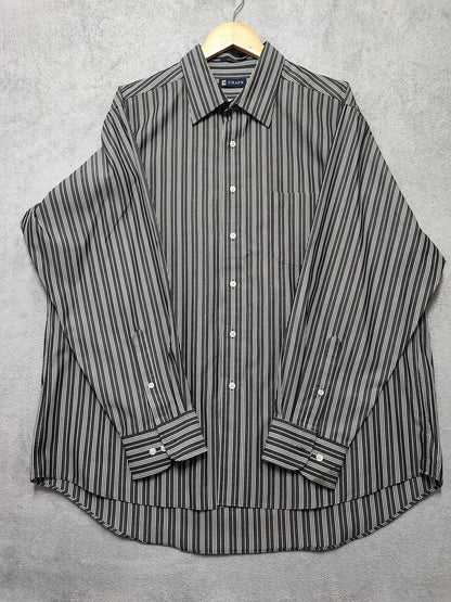 Vintage Chaps Striped Long Sleeve Shirt Faded Black Men's Size XXL Oversized