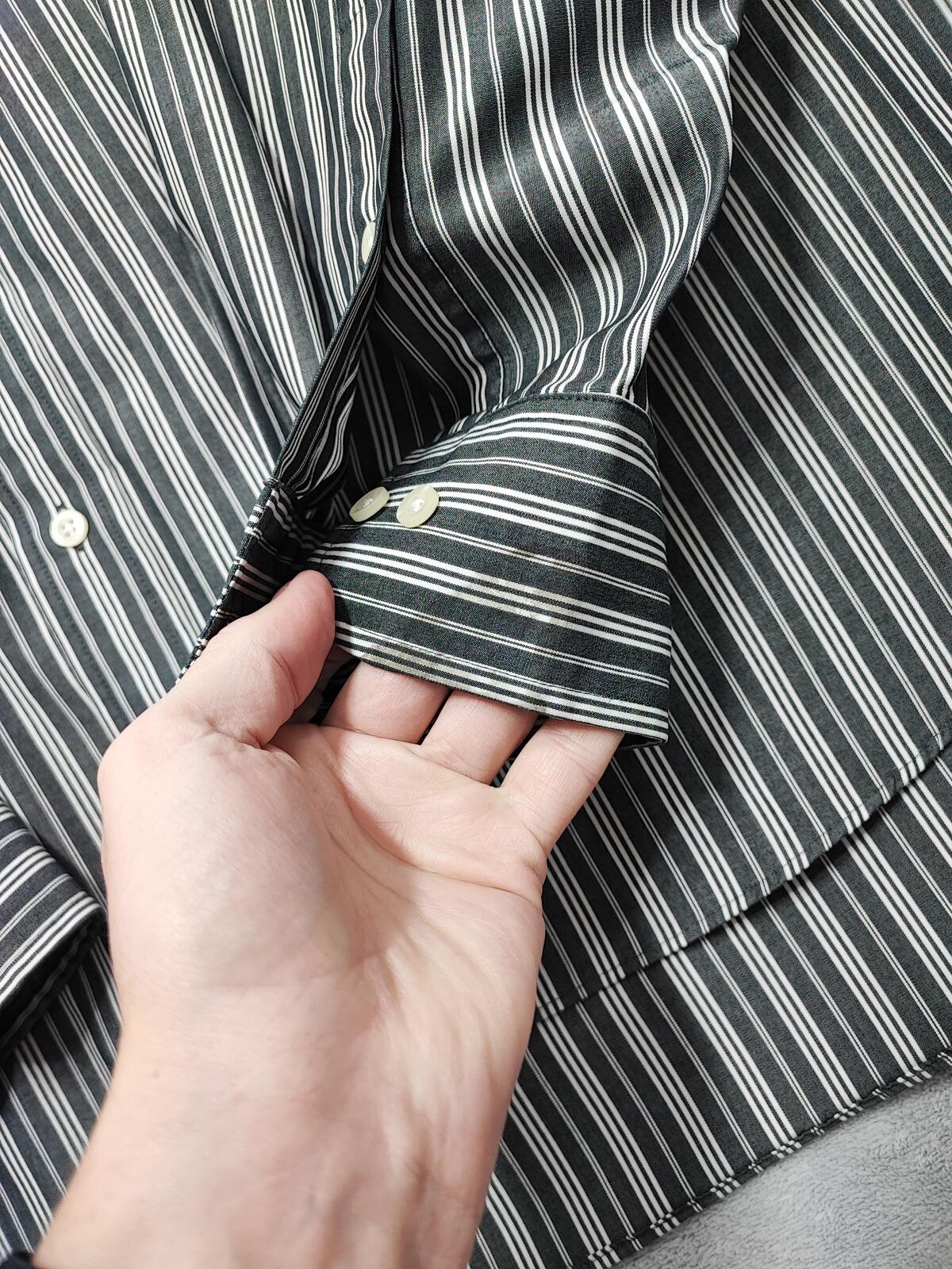 Vintage Chaps Striped Long Sleeve Shirt Faded Black Men's Size XXL Oversized