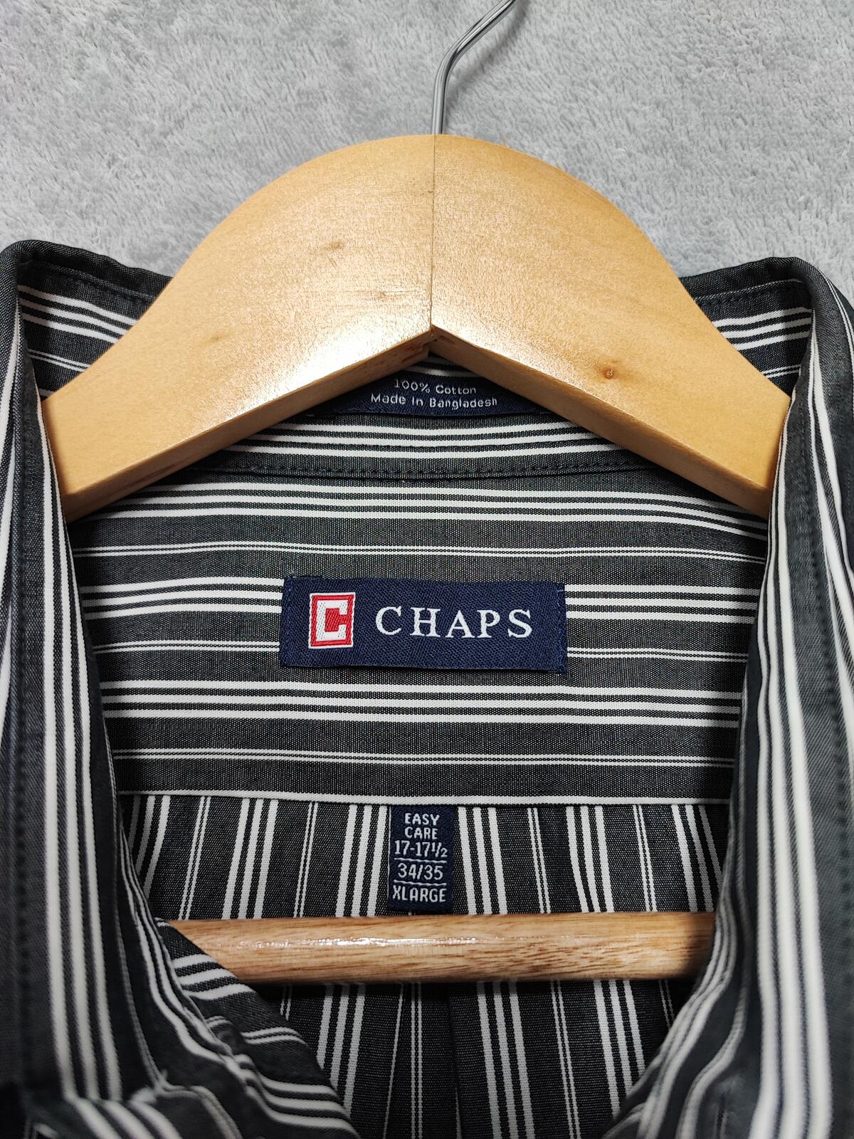 Vintage Chaps Striped Long Sleeve Shirt Faded Black Men's Size XXL Oversized