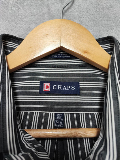 Vintage Chaps Striped Long Sleeve Shirt Faded Black Men's Size XXL Oversized