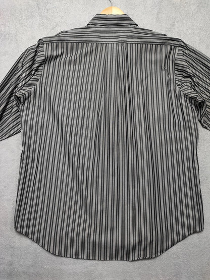 Vintage Chaps Striped Long Sleeve Shirt Faded Black Men's Size XXL Oversized