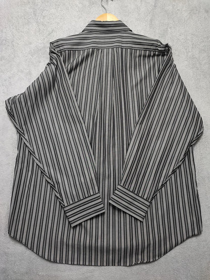 Vintage Chaps Striped Long Sleeve Shirt Faded Black Men's Size XXL Oversized