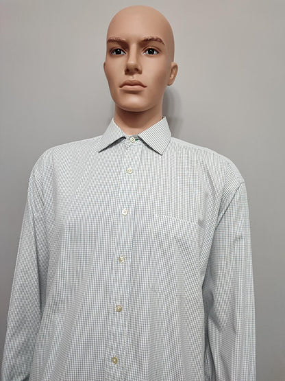 Vintage Tommy Hilfiger Checked Long Sleeve Shirt White Blue Men's Size XXXL