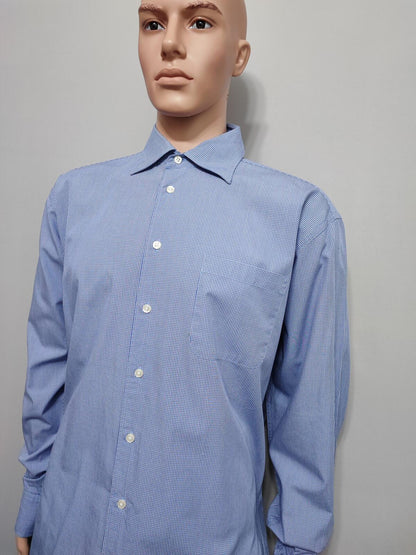 Vintage Nautica Checked Long Sleeve Shirt Blue White Men's Size XL