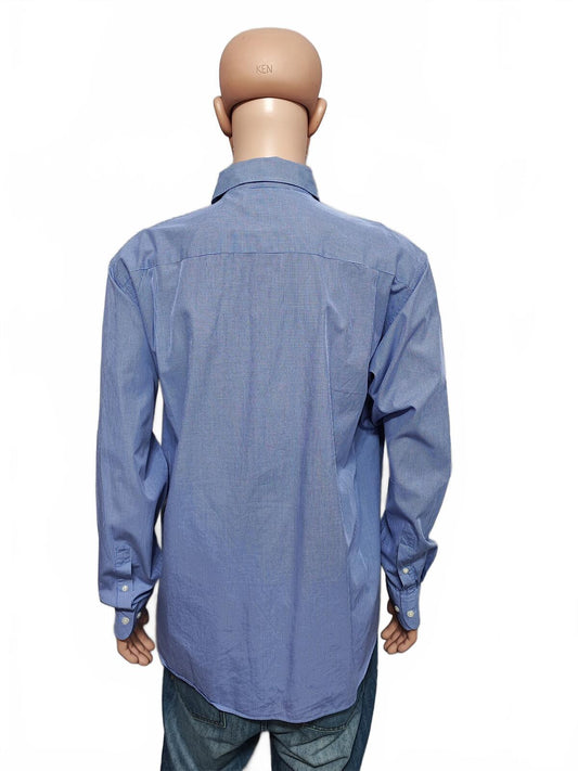 Vintage Nautica Checked Long Sleeve Shirt Blue White Men's Size XL