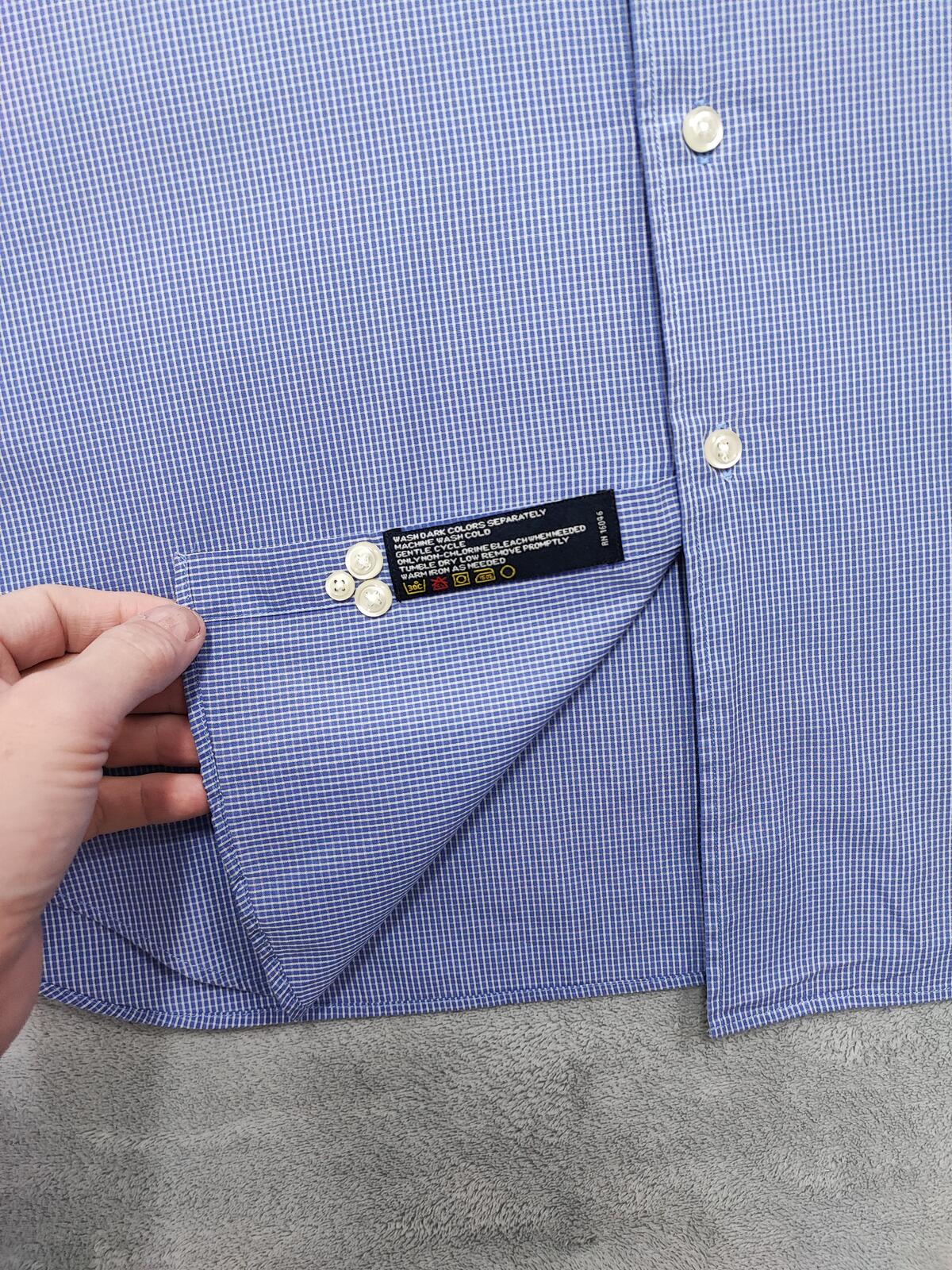 Vintage Nautica Checked Long Sleeve Shirt Blue White Men's Size XL