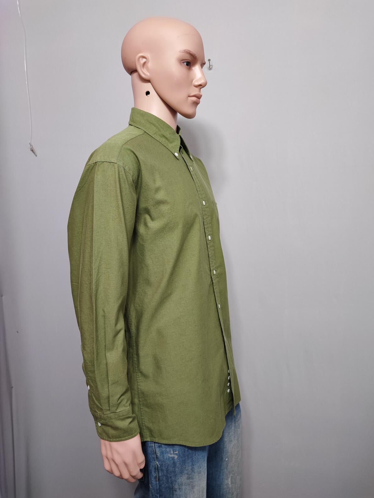 Vintage Tommy Hilfiger Plain Long Sleeve Shirt Green Khaki Men's Size XL