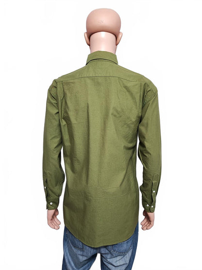 Vintage Tommy Hilfiger Plain Long Sleeve Shirt Green Khaki Men's Size XL