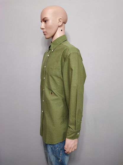 Vintage Tommy Hilfiger Plain Long Sleeve Shirt Green Khaki Men's Size XL