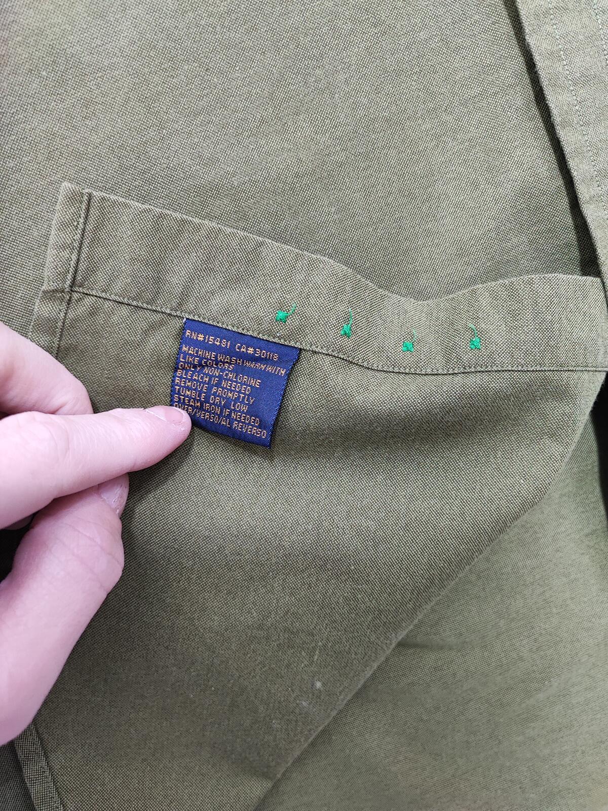 Vintage Tommy Hilfiger Plain Long Sleeve Shirt Green Khaki Men's Size XL