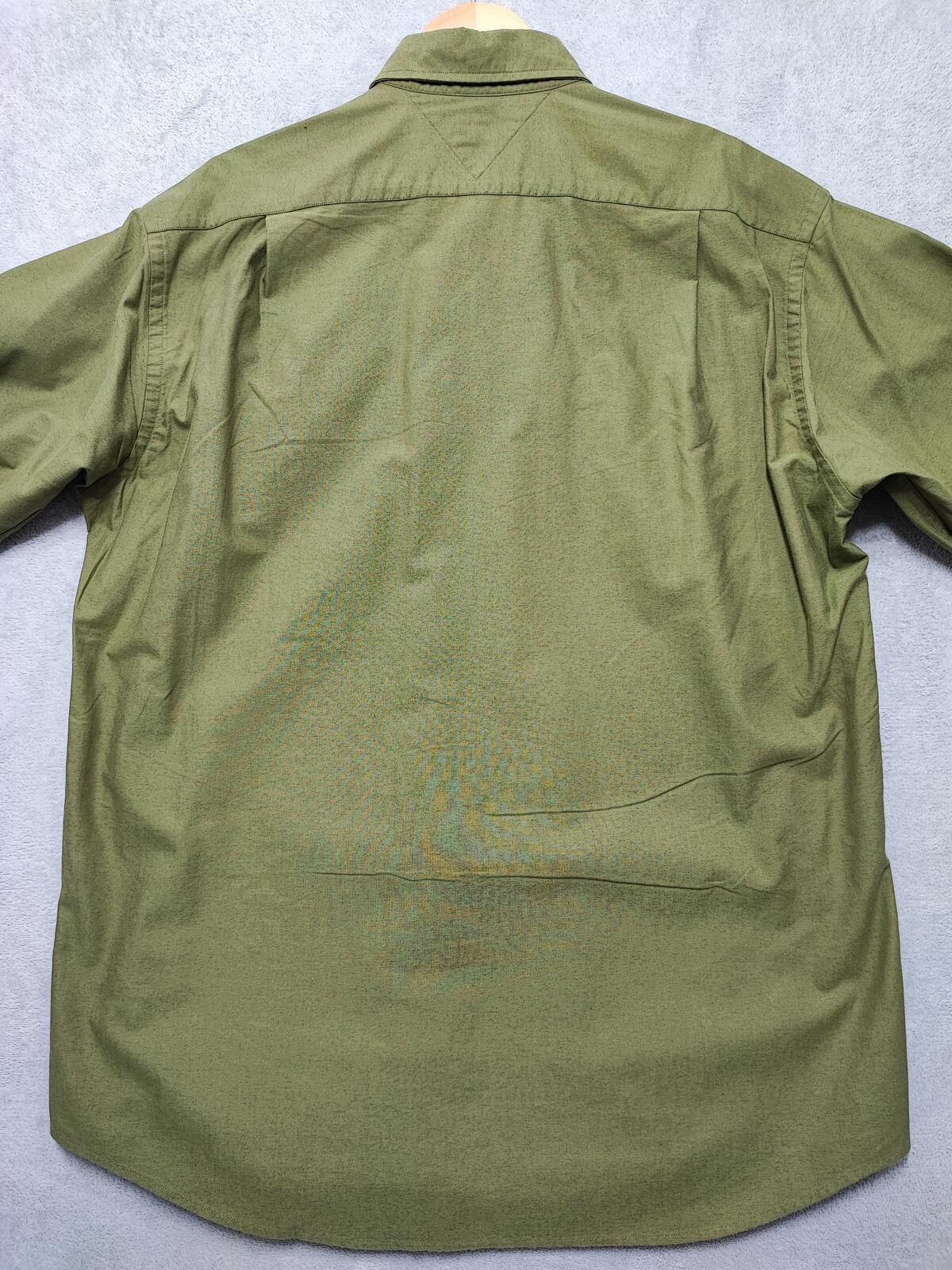 Vintage Tommy Hilfiger Plain Long Sleeve Shirt Green Khaki Men's Size XL