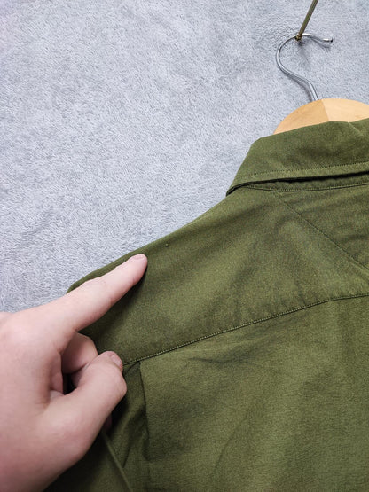 Vintage Tommy Hilfiger Plain Long Sleeve Shirt Green Khaki Men's Size XL