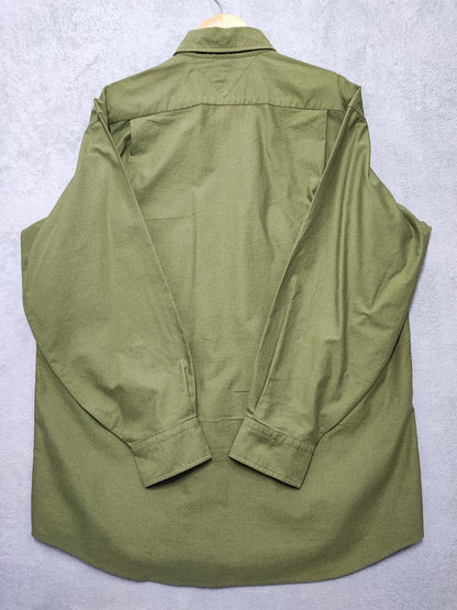 Vintage Tommy Hilfiger Plain Long Sleeve Shirt Green Khaki Men's Size XL