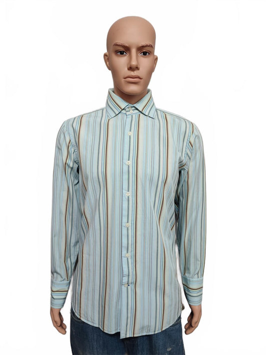 Vintage Banana Republic Grant Fit Striped Long Sleeve Shirt Blue Men Size Large