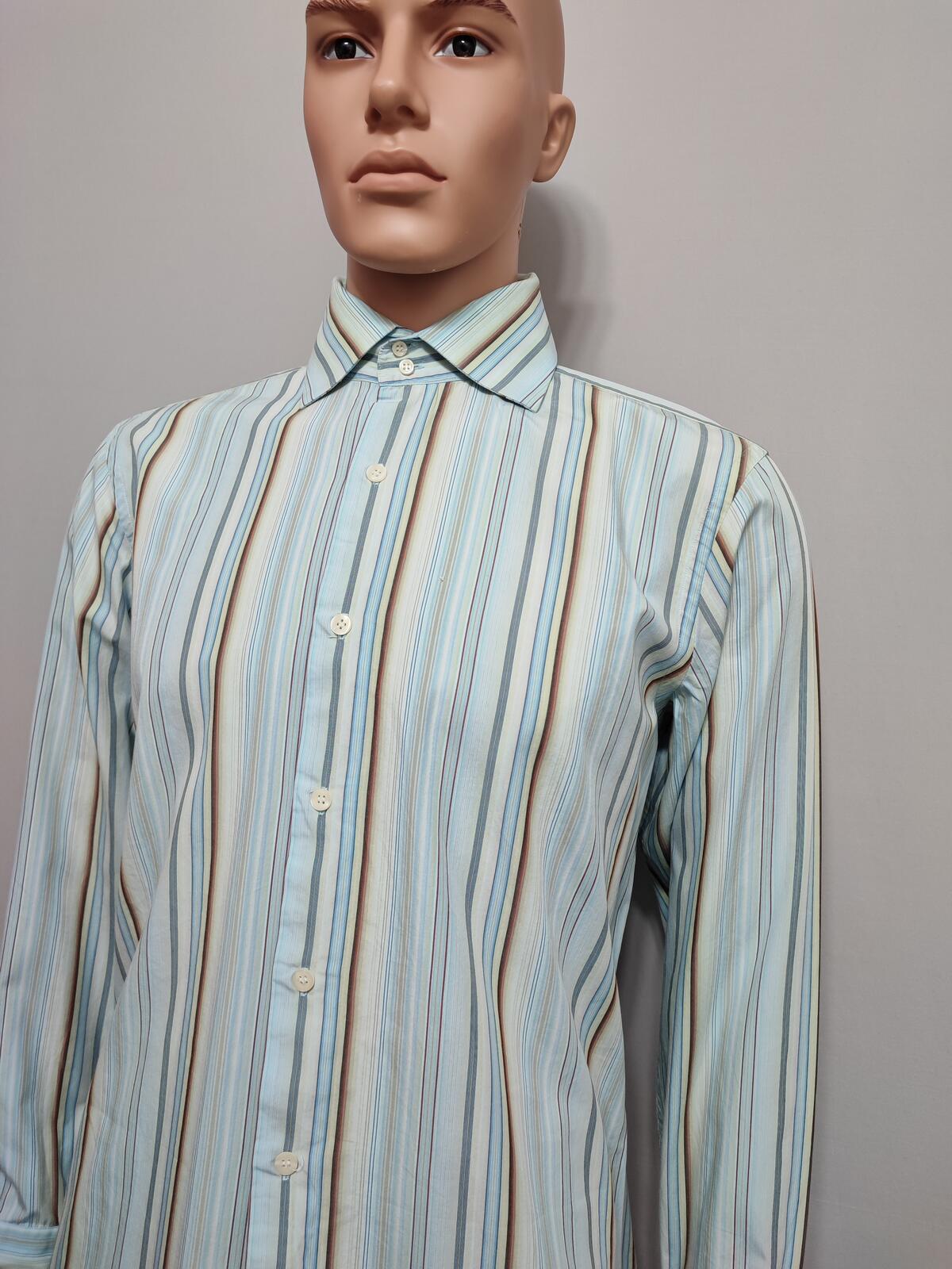 Vintage Banana Republic Grant Fit Striped Long Sleeve Shirt Blue Men Size Large