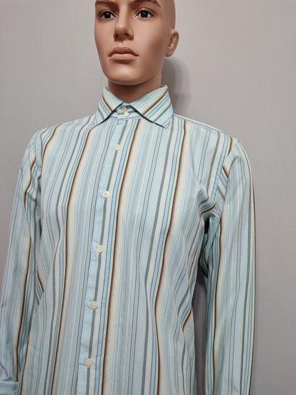 Vintage Banana Republic Grant Fit Striped Long Sleeve Shirt Blue Men Size Large