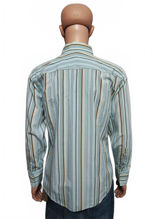 Vintage Banana Republic Grant Fit Striped Long Sleeve Shirt Blue Men Size Large