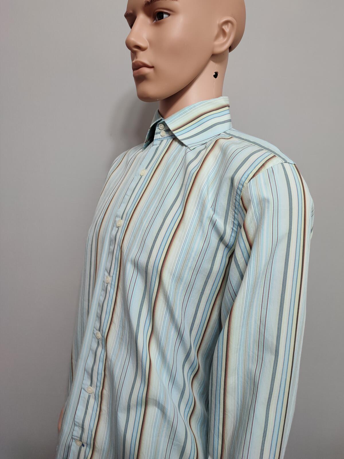 Vintage Banana Republic Grant Fit Striped Long Sleeve Shirt Blue Men Size Large