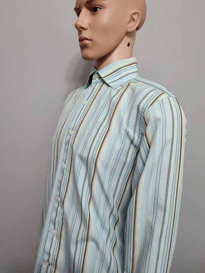 Vintage Banana Republic Grant Fit Striped Long Sleeve Shirt Blue Men Size Large