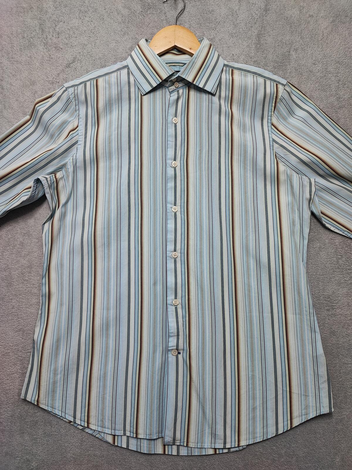 Vintage Banana Republic Grant Fit Striped Long Sleeve Shirt Blue Men Size Large